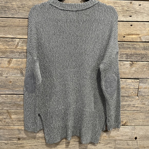 Alya Women's Gray And White Pullover Sweater Size M Elbow Pads Side Slit - Picture 6 of 9